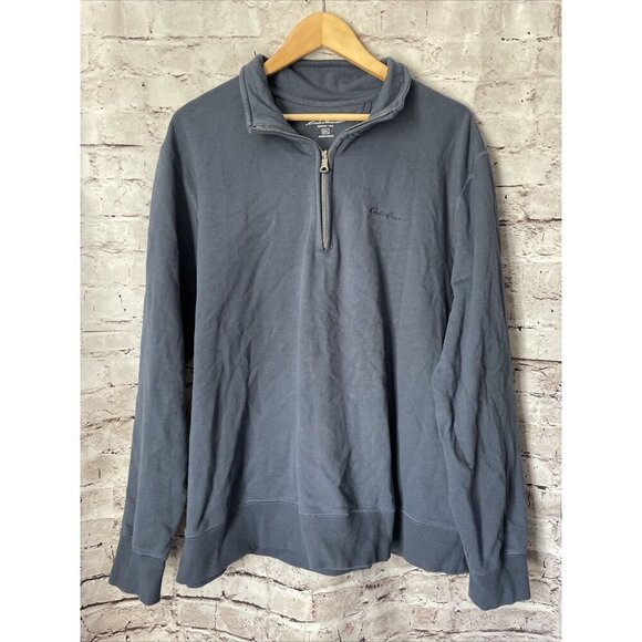 Eddie Bauer Sweatshirt Mens 2XL Blue Quarter Zip Pullover  Casual Classic - Picture 1 of 3
